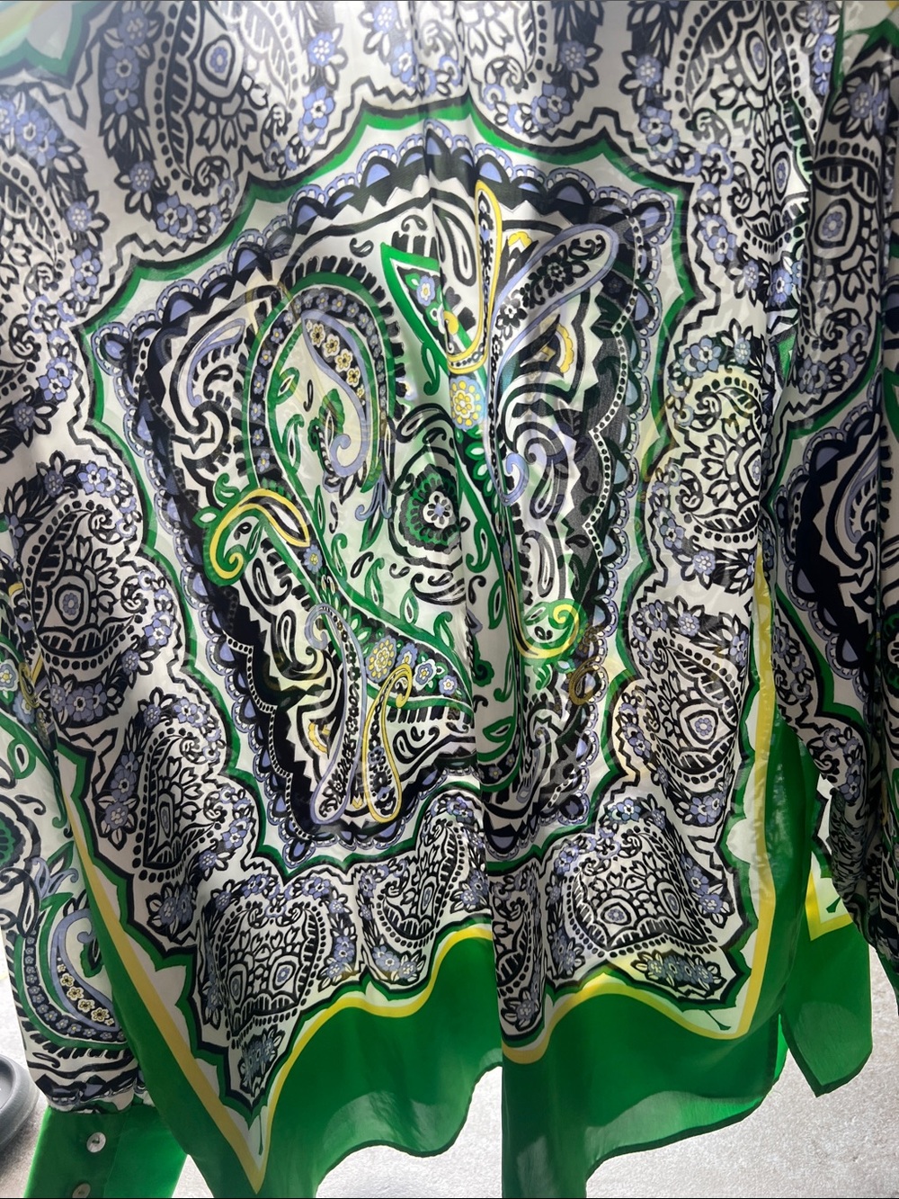 Zara Green White Black Paisley Button-Front Blouse - Picture 4 of 4
